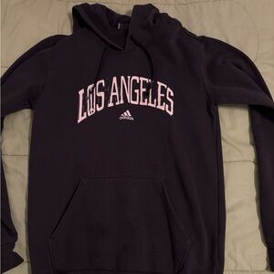 Adidas Men's gray Hoodie with Pink Print